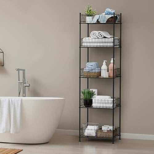 5 Tier Water Bottle Storage Rack Freestanding Metal Water Bottle Holder Shelf Organizer Drink Beverage Soda Can Organizer Storage Rack Bottled Water Stand for Floor Pantry Kitchen Food Storage