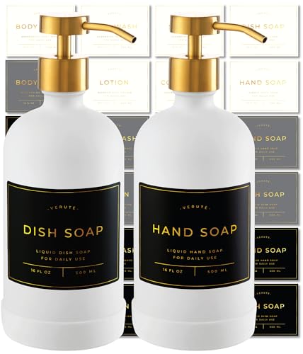 Hand and Dish Soap Dispenser for Kitchen and Bathroom (2 Count)
