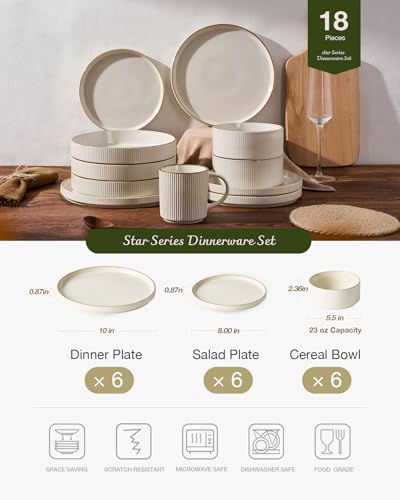 Star Plates & Bowls Sets with Rim (18 Count)