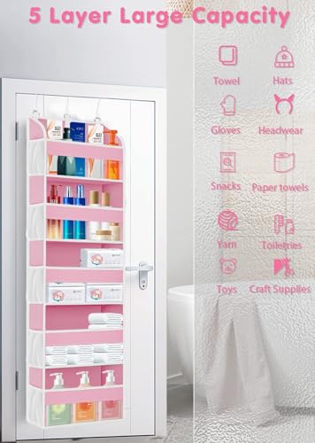 2 Pack Over the Door Storage Organizer with 5 Large Pockets (2 Count)