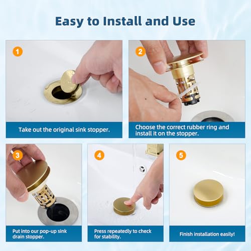 2 Pack Upgraded 3 in 1 Bathroom Sink Drain Strainer (2 Count)