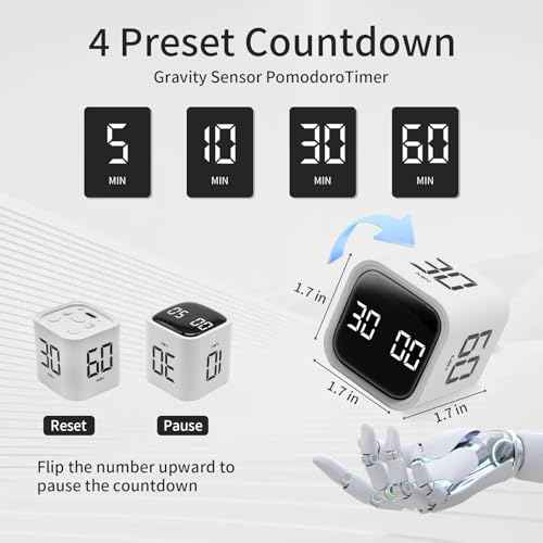 Productivity Timer Flip Gravity Sensor Cube Timer Countdown & Countup (3 Count)