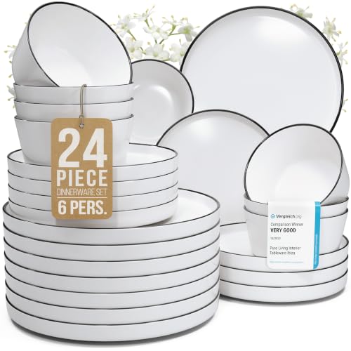 24 Piece White Dinnerware Set for 6 (24 Count)