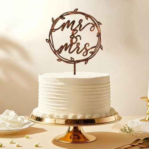 Mr & Mrs Wedding Cake Topper in Wood