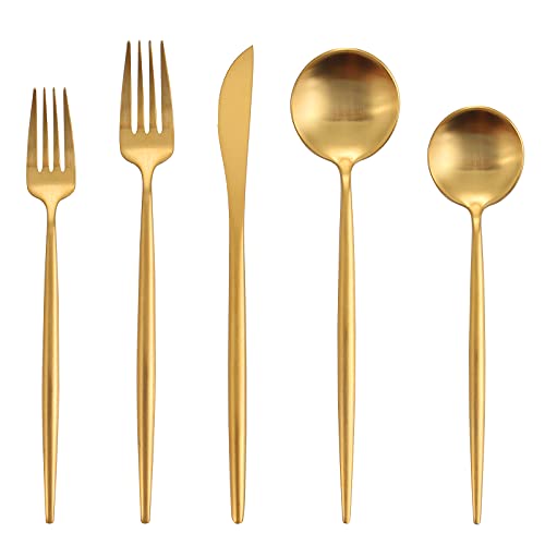 60Piece Stainless Steel Gold Silverware Set for 12