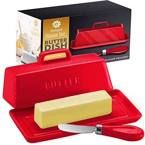 Ceramic Butter Dish Set with Lid and Knife