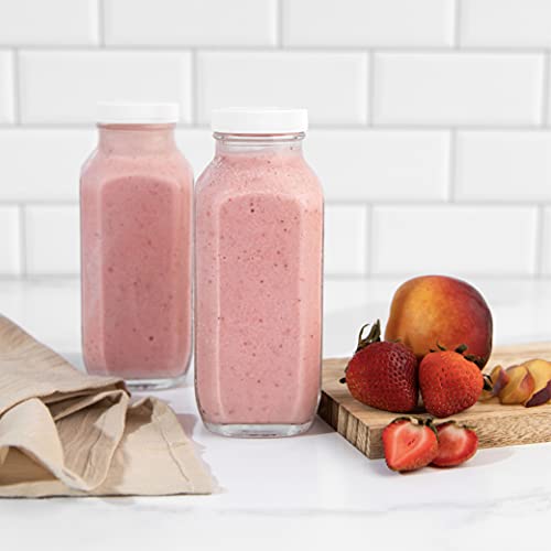 16 oz Glass Milk Bottle with Lid (2 Count)