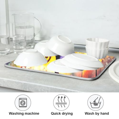 Abstract Tree Dish Drying Mat for Kitchen Counter Absorbent Microfiber Drying Pad