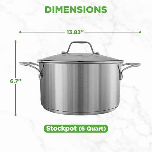 6 Quart Stainless Steel Stock Pot with Lid (6 Count)