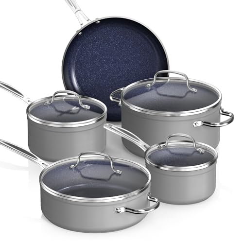 Healthy Duralon Blue Ceramic Nonstick Coated 9pc Cookware Set
