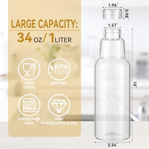34 Oz Glass Juice Bottles with Lids (4 Count)