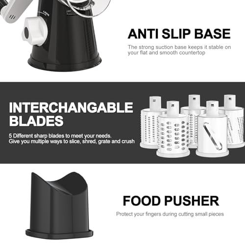 Rotary Cheese Grater Hand Crank Cheese Shredder