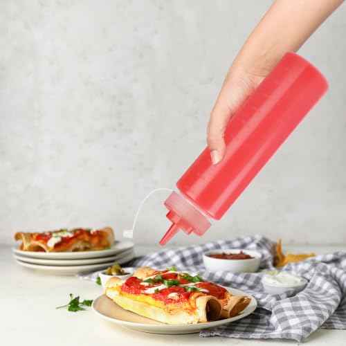 6 Pack 32 oz 1000 ml Plastic Squeeze Bottles with Cap Lids (6 Count)