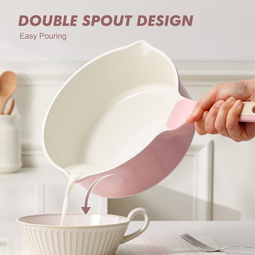 Ceramic Nonstick Saucepan with Double Pouring Spout