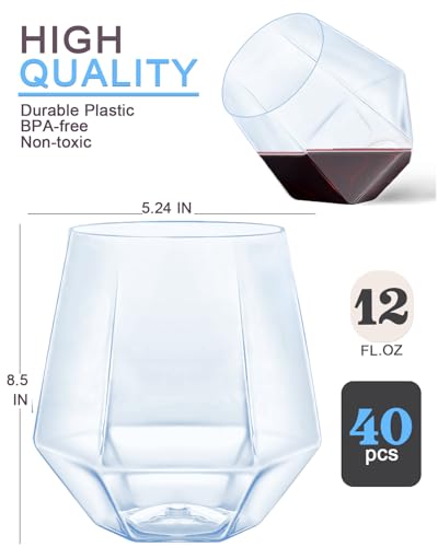 40 Pack Plastic Wine Glasses (40 Count)
