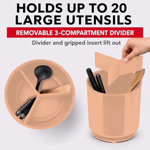 Plastic Extra Large Peach Countertop Utensil Holder Kitchen Caddy
