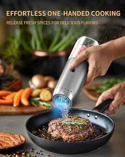 Gravity Electric Salt and Pepper Grinder Set with Rechargeable Base (2 Count)