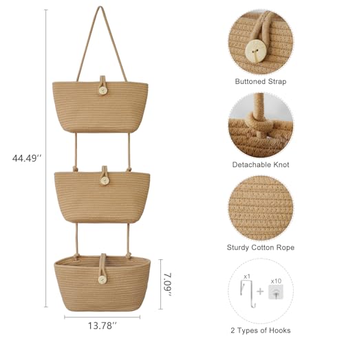 Over the Door Hanging Baskets with Wooden Button (33.12 Ounce)