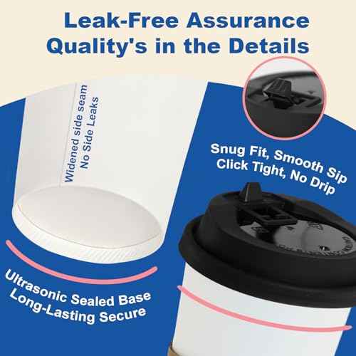 16 oz 50 Pack Coffee Cups with Lids and Sleeves (50 Count)