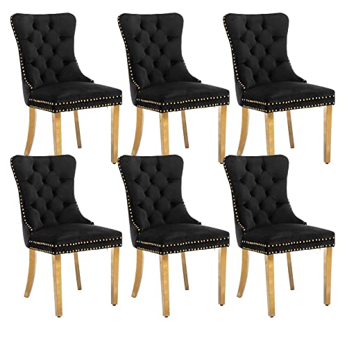 Black and Gold Velvet Dining Chairs Set of 6 (6 Count)