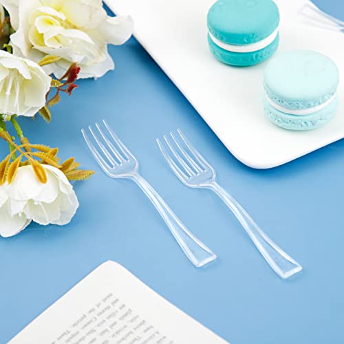 300 Pieces Clear Plastic Mini Forks 4 Inches Clear Plastic Forks Plastic Tasting Forks (300 Count)