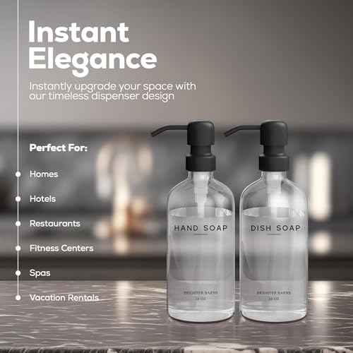 Clear Glass Hand and Dish Soap Dispenser Set by Brighter Barns (2 Count)