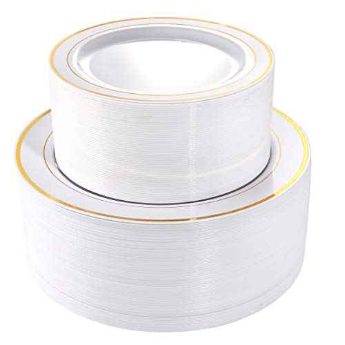 102 Pcs Gold Plastic Plates (51 Count)