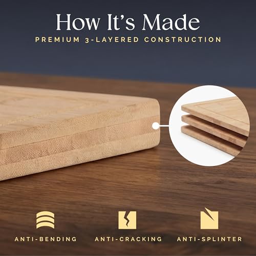 Extra Large Bamboo Cutting Board 17.3 x 11.8 x 0.8 Inch