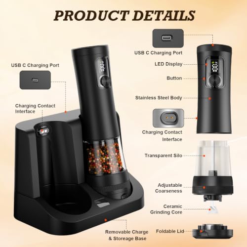 Electric Salt and Pepper Grinder Set (2 Count)