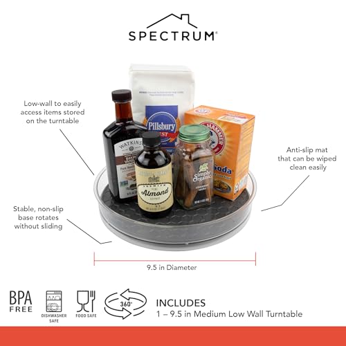 Medium Lazy Susan Organizer 9.5 in for Cabinet Refrigerator Pantry Table Rotating Kitchen Storage Spice Rack Fridge Organization