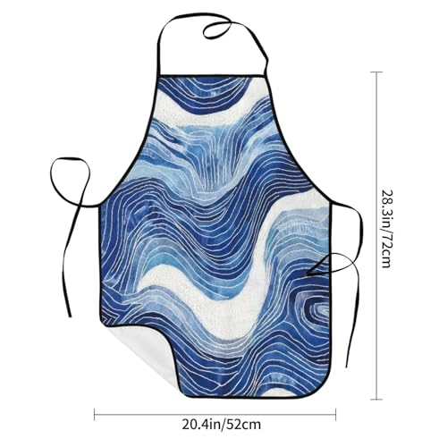 Blue and White Wave Abstract Pattern Apron