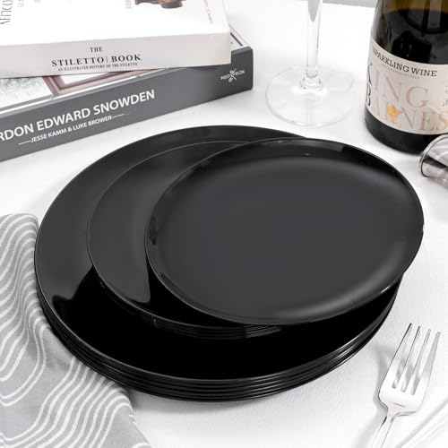 60 PCS Black Plastic Plates (60 Count)
