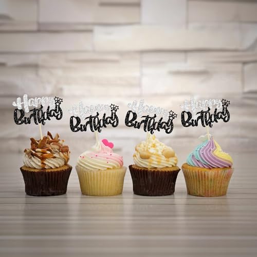 24Pcs Happy Birthday Cupcake Toppers (24 Count)