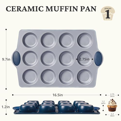 12 Cup Non Toxic Nonstick Ceramic Muffin Pan & Cupcake Tin