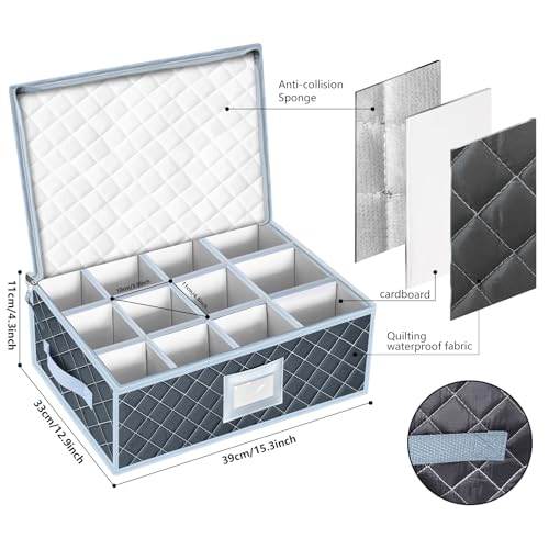 Wine Glass and Mug Storage Box with Dividers (2 Count)