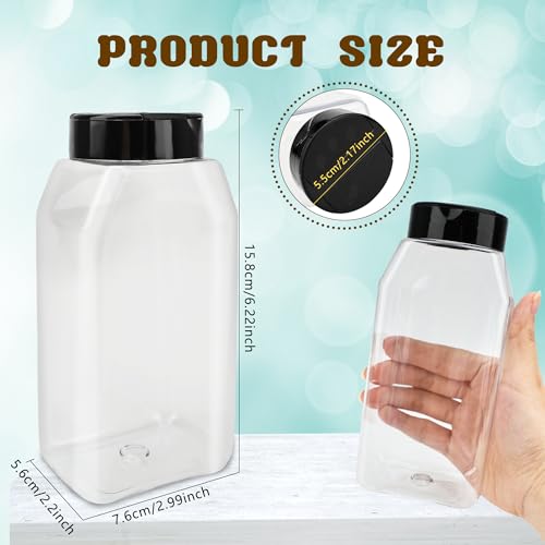 32 Pack 16 oz Plastic Spice Jars with Cap Clear Empty Square Spice Bottle with Shaker Lids Large Empty Seasoning Containers for Storing Spice Salt Seasoning (32 Count)