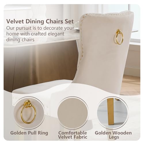 Cream Velvet Dining Chairs Set of 6 (6 Count)