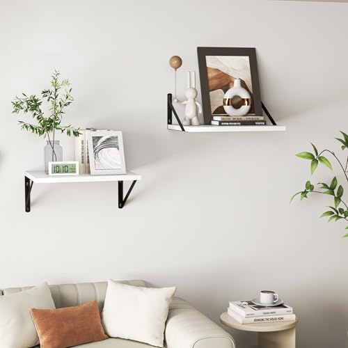 20W x 12D Deep Floating Shelves Set of 2 White (2 Count)