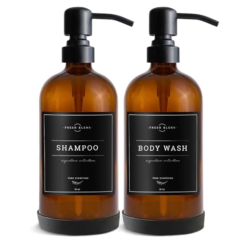 Amber Glass Soap Dispenser (2 Count)