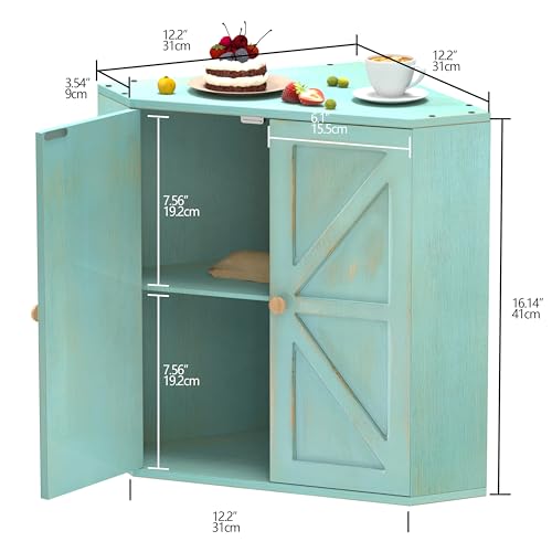 Corner Bread Box for Kitchen Counter Double Layer Bamboo Bread Storage Container Large Capacity Bread Storage Bin Farmhouse Breadbox Organizer