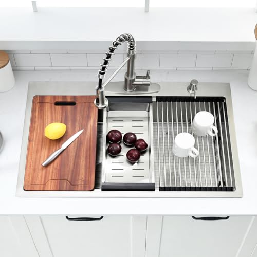 33 Inch Drop In Kitchen Sink Workstation