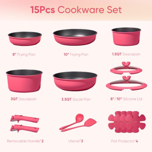 15pcs Pots and Pans Set Non Stick