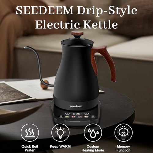 Gooseneck Electric Kettle Full Touch Screen 1200W Electric Tea & Coffee Kettle with Four Heating Modes Rapid Heating