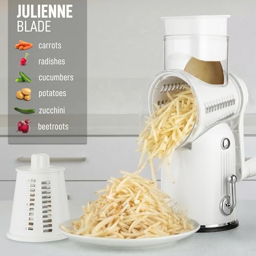 Rotary Cheese Grater Manual Hand Crank 5 Blade Shredder