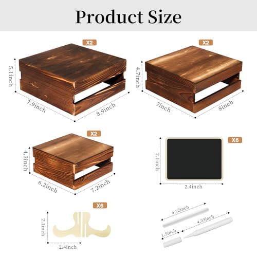 6 Piece Rustic Wood Buffet Risers with Mini Signs for Dessert Table (6 Count)
