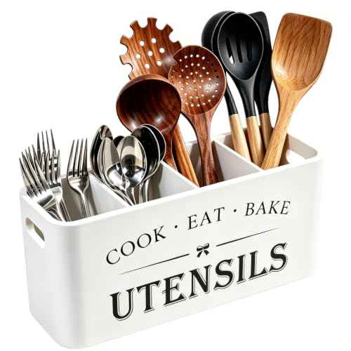Wooden Kitchen Utensil Holder Organizer for Counter or Countertop