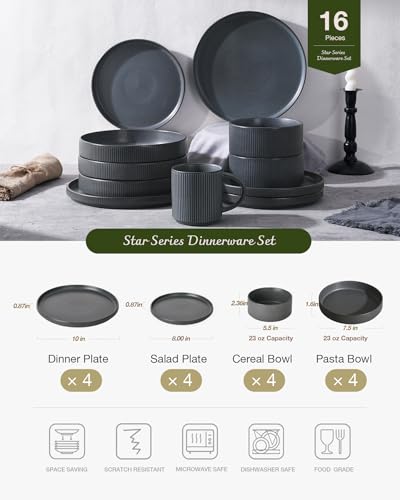 Star Stoneware Dinnerware Sets with Pasta Bowls (16 Count)