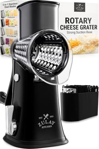 Rotary Cheese Grater Manual Hand Crank 5 Blade Shredder