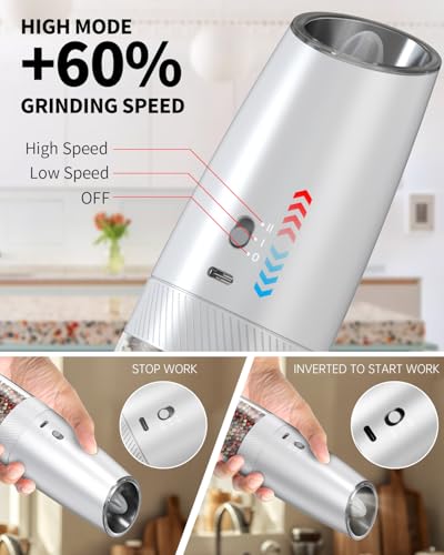 Gravity Electric Salt and Pepper Grinder Set with 2 (2 Count)