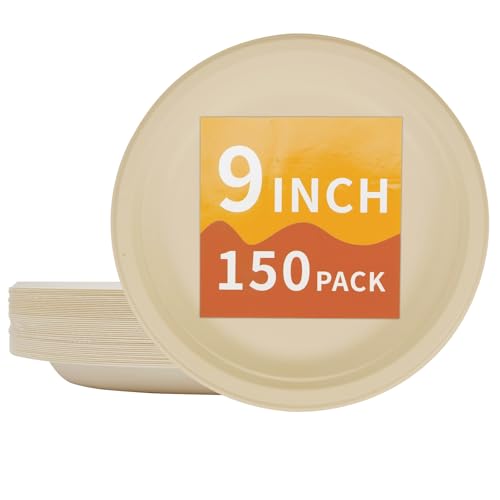 Compostable Paper Plates 9 Inch (150 Count)